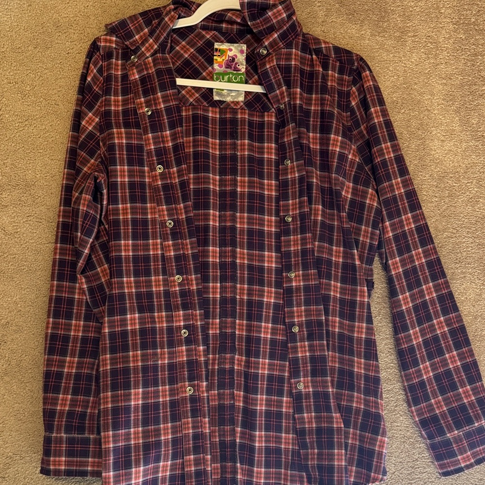 Burton Women's Plaid Button-Down Shirt - Red and Purple